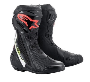 アルパインスターズ SUPERTECH R ブーツ ブラック/ホワイト/レッドフロー/イエローフロー EU43/27.5cm バイク ツーリング 靴 くつ レース