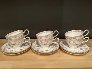 原2【1円スタート】NARUMI BONE CHINA ナルミ カップ ソーサー 6客 セット 花柄 未使用