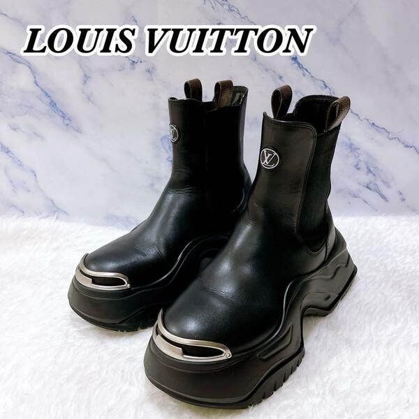 送料無料　希少　良品　 Louis Vuitton 2023SS　ルイヴィトン　LV アークライト　ライン アンクルブーツ　サイドゴア　レザー　24.5㎝
