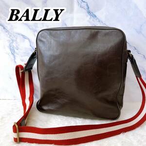  бесплатная доставка BALLY Bally сумка на плечо sakoshuto дождь spo ting кожа Brown A4 возможность Cross корпус 