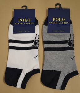 新品　未使用　タグ付き 男性 メンズ POLO RALPH LAUREN ポロラルフローレン　デカポロ柄ショートソックス　２足セット　日本製　 送料無料