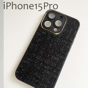 iphone15pro ツイード　ブラック　黒　かわいい　アイフォンケース iphone15proケース　プロ　新品