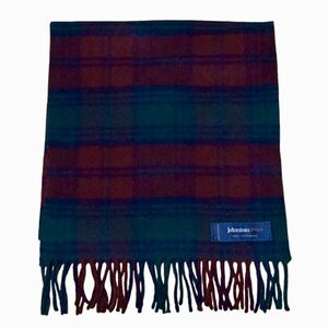 送料230円～■ジョンストンズ／Johnstons of Elgin ■スコットランド製 カシミヤ 100% チェック柄 マフラー カシミヤマフラー