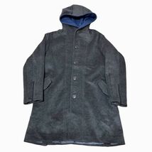 ■ヴァルゴウェアワークス／VIRGOwearworks■ウール系素材 バックデザイン フーデット コート メンズ 大きいサイズ 4 袖口ジップアップ_画像1