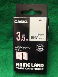 未使用 ラベルライタ- カシオ Q-FA XR-3X 透明に黒文字 ネ-ムランド 純正 テ-プ 3.5mm送料全国一律ゆうメール１８０円