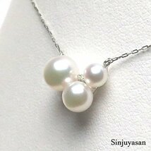 真珠屋さん 特選【花珠 ホワイトピンク】最高の色！6.9～4.5mm アコヤ真珠 D0.02ct プラチナ Pt850 ネックレス 伊勢志摩産パール 新品_画像2