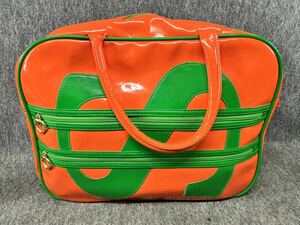 モスキーノ MOSCHINO ハンドバッグ ボストンバッグ エナメル $ オレンジ×グリーン ハート レディース ブランド鞄 カバン