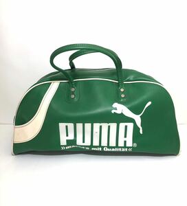 ビンテージ【PUMA/プーマ 80年代 エナメル ビッグ ボストンバッグ】グリーン/緑 マジソンバッグ スポーツバッグ 昭和レトロ 80s 当時物