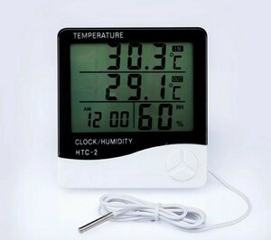 新品未使用品　水槽 デジタル　LCD 水温計 外気温度 温湿度計 時計 温度管理 水温計 アクアリウム 送料無料　