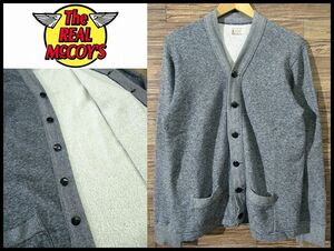 ◆ サイズ42 (XL) 美品 THE REAL McCOY'S リアルマッコイズ JOE McCOY ジョーマッコイ BALL PARK ごま塩 スウェット カーディガン ネイビー