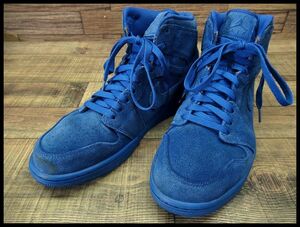 送無 NIKE ナイキ 332550-404 AIR JORDAN 1 RETRO HIGH TEAM ROYAL エアジョーダン チームロイヤル オールブルー スエード スニーカー 28.0