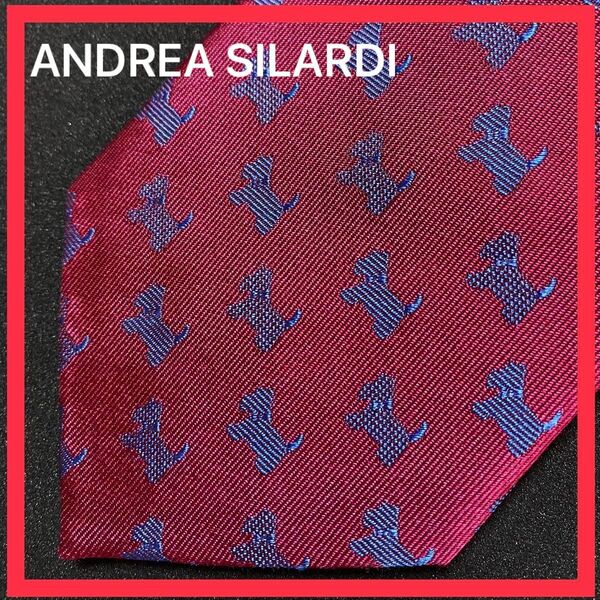 ネクタイ ANDREA SILARDI ネクタイ 新品 犬 シルクネクタイ 大剣約8センチ ストライプ柄
