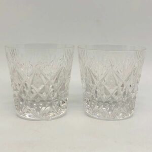 【22205】ロックグラス 2客セット グラス 切子 クリスタル ガラス製 食器 アンティーク 経年保管品 中古品 梱包60サイズ
