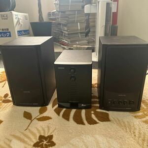 1円スタート ONKYO GX-77M & SW-5A (黒) 光デジタルケーブル付き