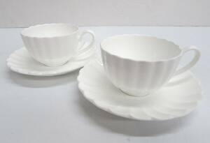 NIKKO ニッコー カップ＆ソーサー ティーカップ コーヒーカップ 2客 シンプル ホワイト 輪花 白磁 ブランド 洋食器 茶器 陶磁器 