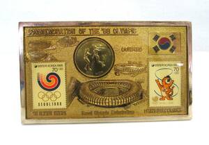 1988年 ソウルオリンピック 韓国 硬貨 貨幣 記念コイン 切手 金属フレームケース入り 記念メダル 記念切手 オリンピック 五輪 記念グッズ