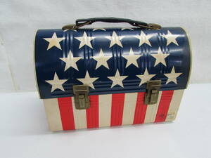  ultra rare Showa Retro Vintage BANDAI Bandai tin plate lunch box steel case star article flag America national flag made in Japan present condition goods 