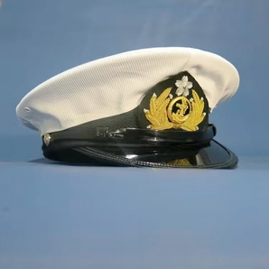 【送料無料】WW2 大日本帝国海軍 士官軍帽 前章付 日覆付 精密複製 IJN 制帽 士官帽 日覆い カバー 複製 在庫サイズ：56 、57、58、59cmの画像1