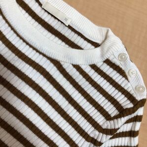 gu ボーダーショルダーボタンセーター(半袖)