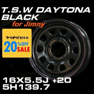 ▼ T's Factory ジムニー TSW DAYTONA デイトナ ブラック 16X5.5J +20 5穴 スチール ホイール 4本セット スズキ jimny [JB64 / JB23]