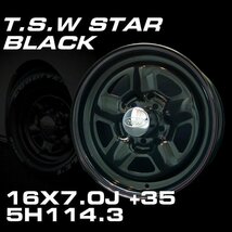 ● 特価 TSW STAR スター ブラック 16×7J +35 5穴 114.3 スチール ホイール 4本セット [100系 ハイエース / 152系 ハイラックス]_画像2