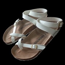 即決★美品 BIRKENSTOCK ビルケンシュトック アンクルストラップ サンダル 38 24.5cm 白/ホワイト【送料無料】_画像1