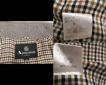 i3478：日本製*Aquascutum（アクアスキュータム）ウール毛100％ ガウン L ニットガウン ハーフコート/裏地チェック メンズ紳士/灰グレー _画像4