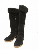 i3456：アグ UGG ロングブーツ US7(24cm)/US6(23cm) ムートンブーツ ヒール/ブラック黒_画像1