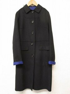 i3471:Paul Stuart( paul (pole) Stuart ) cashmere . turn-down collar coat 8 long coat beautiful . black black blue / lady's 