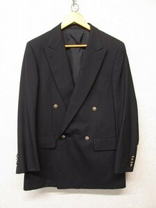 i3472：日本製*バーバリー BURBERRY モヘヤ混 テーラードジャケット 94-82-175/A6 ダブルジャケット ブレザー 濃紺/ネイビー メンズ紳士