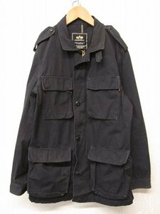 i3487：着用感あり*ALPHA INDUSTRIES(アルファインダストリーズ)ミリタリージャケット M ワークジャケット 黒/濃紺 メンズ/レディース