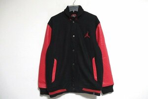 z11486:NIKE JORDAN(ナイキ ジョーダン)US古着 袖レザーメルトンスタジャン/黒×赤/L