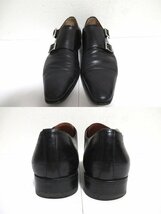 z11507:santoni（サントーニ）ダブルモンクストラップ レザーシューズ（7626）/黒/UK6(25.0cmくらい）_画像4