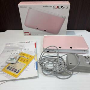 【1円スタート！】Nintendo 3DS LL ピンク×ホワイト 箱あり 中古品 初期化済 3DSソフトケースなし セット ファンタジーライフリンク