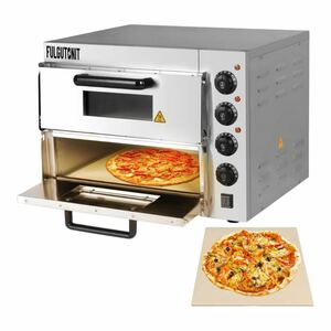 Fulgutonit ピザオーブン 業務用 電気ピザオーブン 二層 多機能 50~350℃調整可能 120分タイマー機能付 ピザストーン付 100~110V/1500W
