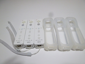 RSJ073{ same day shipping free shipping operation verification settled }Wii remote control strap jacket cover white 3 piece set nintendo original RVL-003 controller 