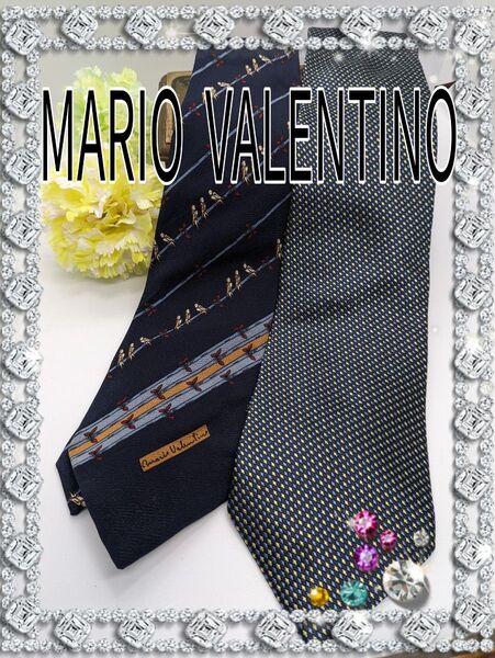 MARIO VARENTINO ネクタイ 2本セット ブランドネクタイ つばめ柄 おしゃれ シルク