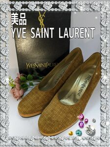 超美品　イヴ・サンローラン　ば パンプス ヒール スエード ダイアナYVES SAINT LAURENT ベージュ