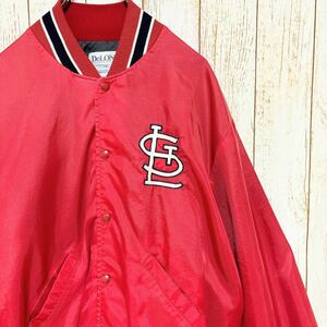 80s USA製 DeLONG MLB St.Louis Cardinals セントルイス・カージナルス ナイロン スタジャン L メジャーリーグ ヴィンテージ USA古着
