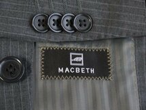 M678○MACBETH○２パンツ○165AB4・２釦・背抜き・グレーストライプシングルスーツ・ビジネス_画像3