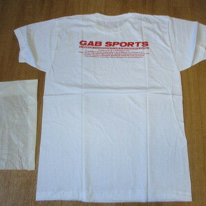 GAB モータースポーツ・レーシング・ビンテージ デカロゴ Tシャツ 白Ｘ赤 サイズF 未使用 デッドストック ショック・スーパーGT・ニスモの画像2