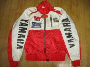 希少モデル　チームヤマハレーシング ビンテージ　白赤　ストロボ80年　ビッグロゴ　ジャケット 美中古 サイズM　RZTZ