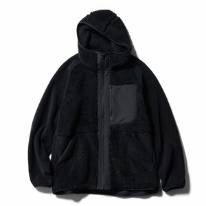 ユニクロ ホワイトマウンテニアリング UNIQLO White Mountaineering フリースフルジップパーカ XL ブラック 黒 フリース