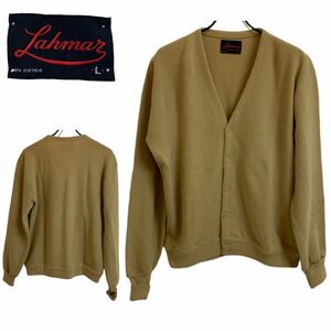 US VINTAGE US ヴィンテージ LAHMAR MADE IN USA USA製 アクリルニットカーディガン ニットカーディガン ニット ベージュ系 L アーカイブ