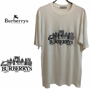 BURBERRYS VINTAGE Burberry Vintage 80s MADE IN ENGLAND Англия производства Logo город вышивка футболка белый M хлопок архив 