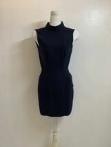 YANG LI ヤンリー MADE IN ITALY イタリア製 BODY CON DRESS ノースリーブ 膝丈タイトワンピース ボディコンドレス ネイビー 38 アーカイブ_画像6