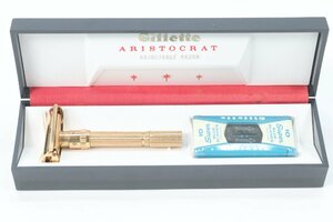 Gillette ジレット ARISTOCRAT アリストクラット 両刃カミソリ 剃刀 ヴィンテージ T字 ケース付 2016-B