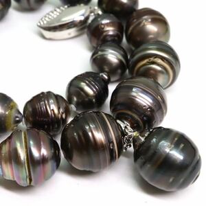 大珠!!＊南洋黒蝶真珠ネックレス・K14WGペンダントトップ＊f 約89.2g 約11.5~15.0mm pearl jewelry necklace accessory silver EF5/FA0