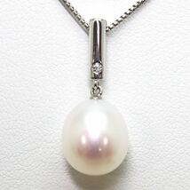＊TASAKI(田崎真珠)K18WG本真珠/天然ダイヤモンドペンダント＊m 約5.2g パール pearl diamond jewelry pendant necklace EC1/EC1_画像1