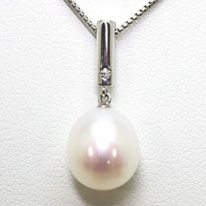 ＊TASAKI(田崎真珠)K18WG本真珠/天然ダイヤモンドペンダント＊m 約5.2g パール pearl diamond jewelry pendant necklace EC1/EC1